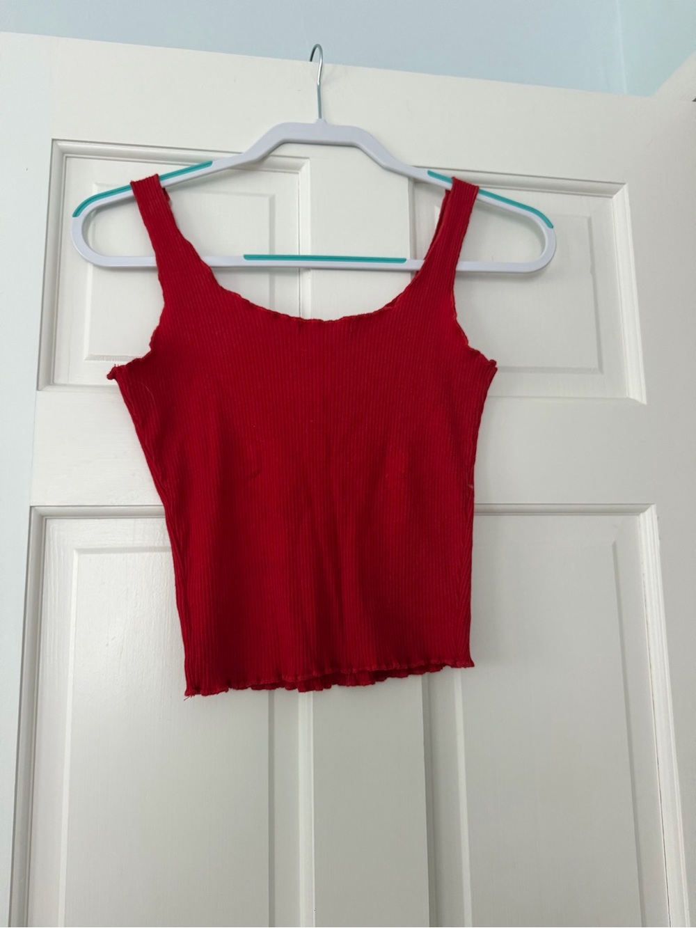 Active USA Red Ribbed Tank with Front Buttons - Picture 3 of 3